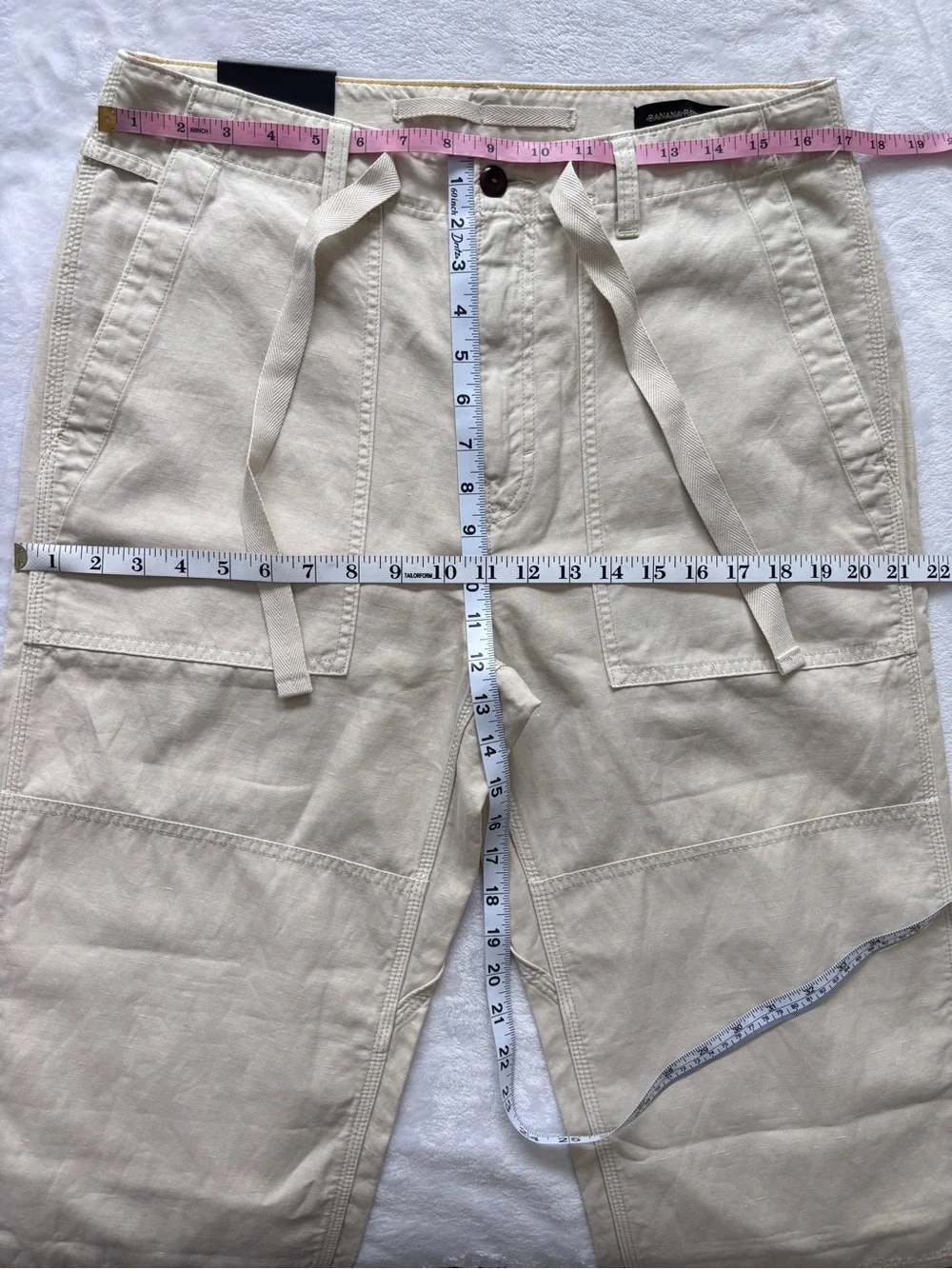 BANANA REPUBLIC Relaxed Fit Rolled Cuff Mid Rise Cotton Linen Pants--NWT--32L
